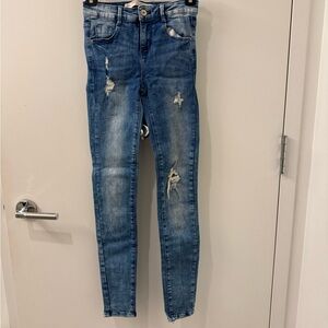 Zara Distressed Blue Skinny Jeans